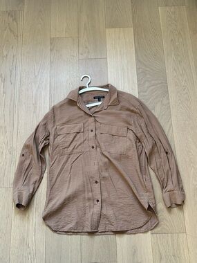 Banana Republic Lightweight Long Button-Up Shirt in Warm Brown